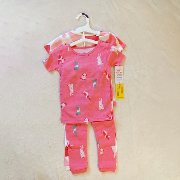 Girls 4pc Bunnies & Hearts Pajama Set - Picture 3 of 4